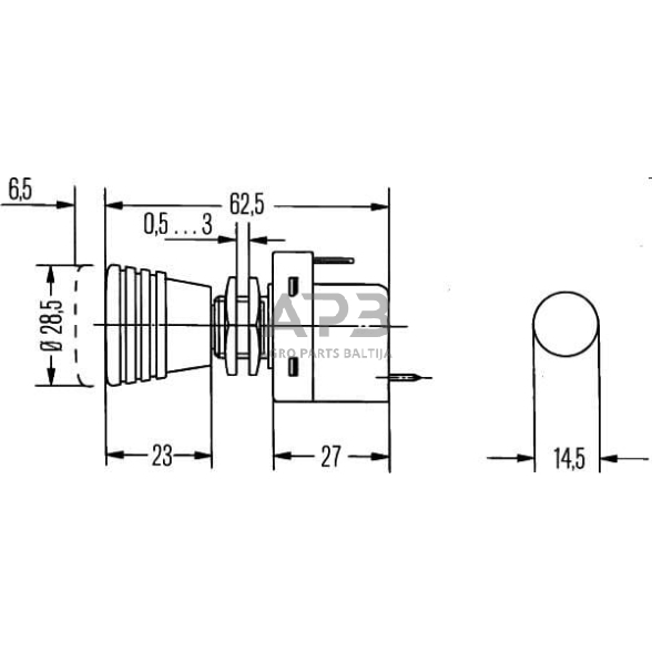 Traukiamas jungiklis 12/24V, Ø14.5mm Hella 6ED004778011 2