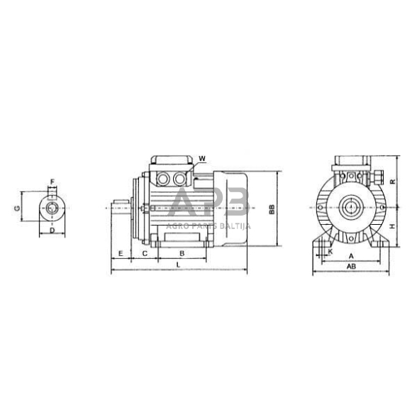 Trifazis elektros variklis ant pado 0.25 kW B3 2 poliai (3000 aps./min.) EFF2/IE1 EM63B2B3300IE2A  1