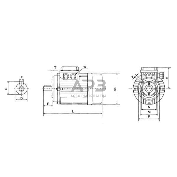 Trifazis elektros variklis su flanšu B14 0,25 kW 4 poliai (1500 aps./min.) IEFF2/1E1 EM71A4B14300IE2A 3