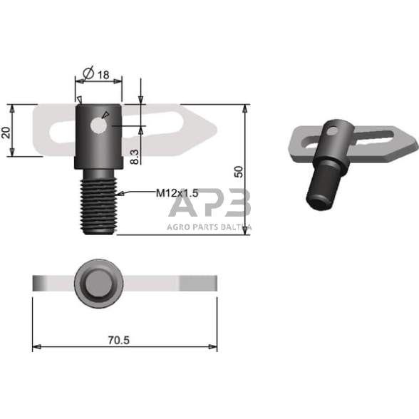 Tvirtinimo antgalis M12x1.75x25mm Ø18mm 770041KR 1