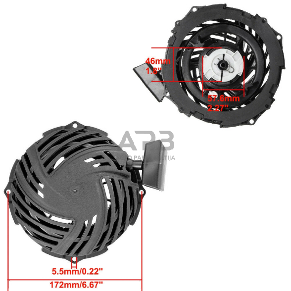 Užvedimo starteris Briggs & Stratton Serie 450E, Serie 500E, Serie 550E, Serie 575E, Serie 625E OHV. 595355, 591139, 591977, 592677 2