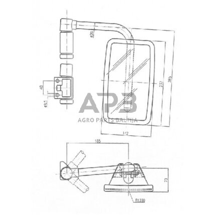 Veidrodėlis su laikikliu dešinės pusės 235x140mm SMAT NORD CA6591000 3