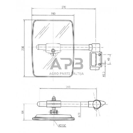 Veidrodėlis su laikikliu RH/LH 235x180mm SMAT NORD CA6583001 2