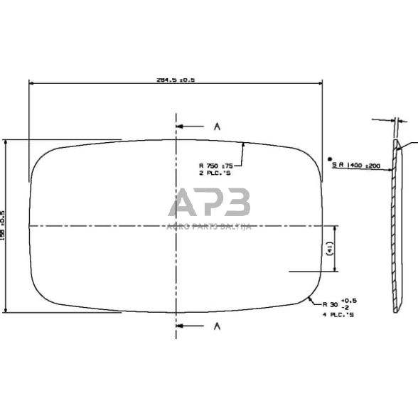 Veidrodėlio stiklas 158x264mm Britax P400342110 1