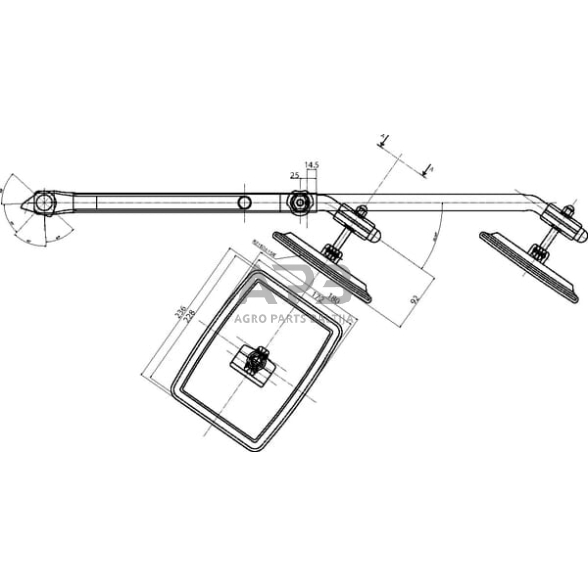 Veidrodėlis su laikikliu dešinės pusės 236x180mm SMAT NORD CA6102000 2