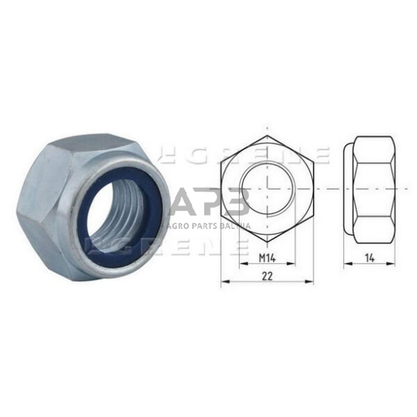 Veržlė M14x2.00 DIN985, 8, 98514 2