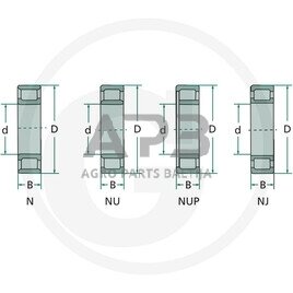 Vienaeilis cilindrinis ritininis guolis FAG NUP 2206 E 1