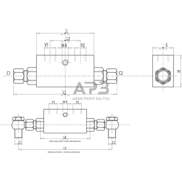 Vožtuvas VBPDE-2, G1/4" - M18 x 1,5 12L, C056V0090 2