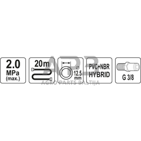 Žarna hibridinė su išoriniais sriegiais 3/8" (Ø12.5x17mm) 20m