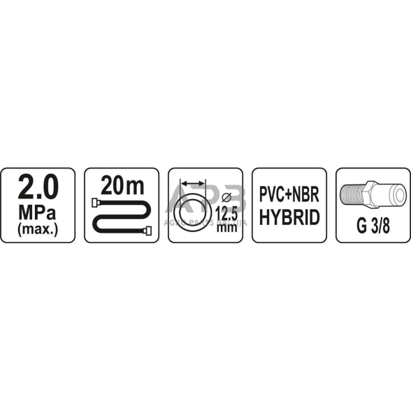 Žarna hibridinė su išoriniais sriegiais 3/8" (Ø12.5x17mm) 20m 1